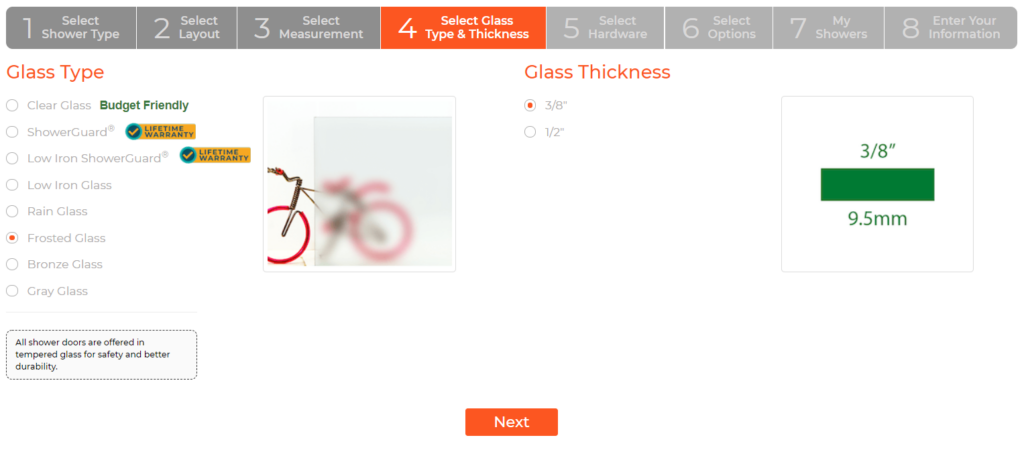 Glass type and thickness