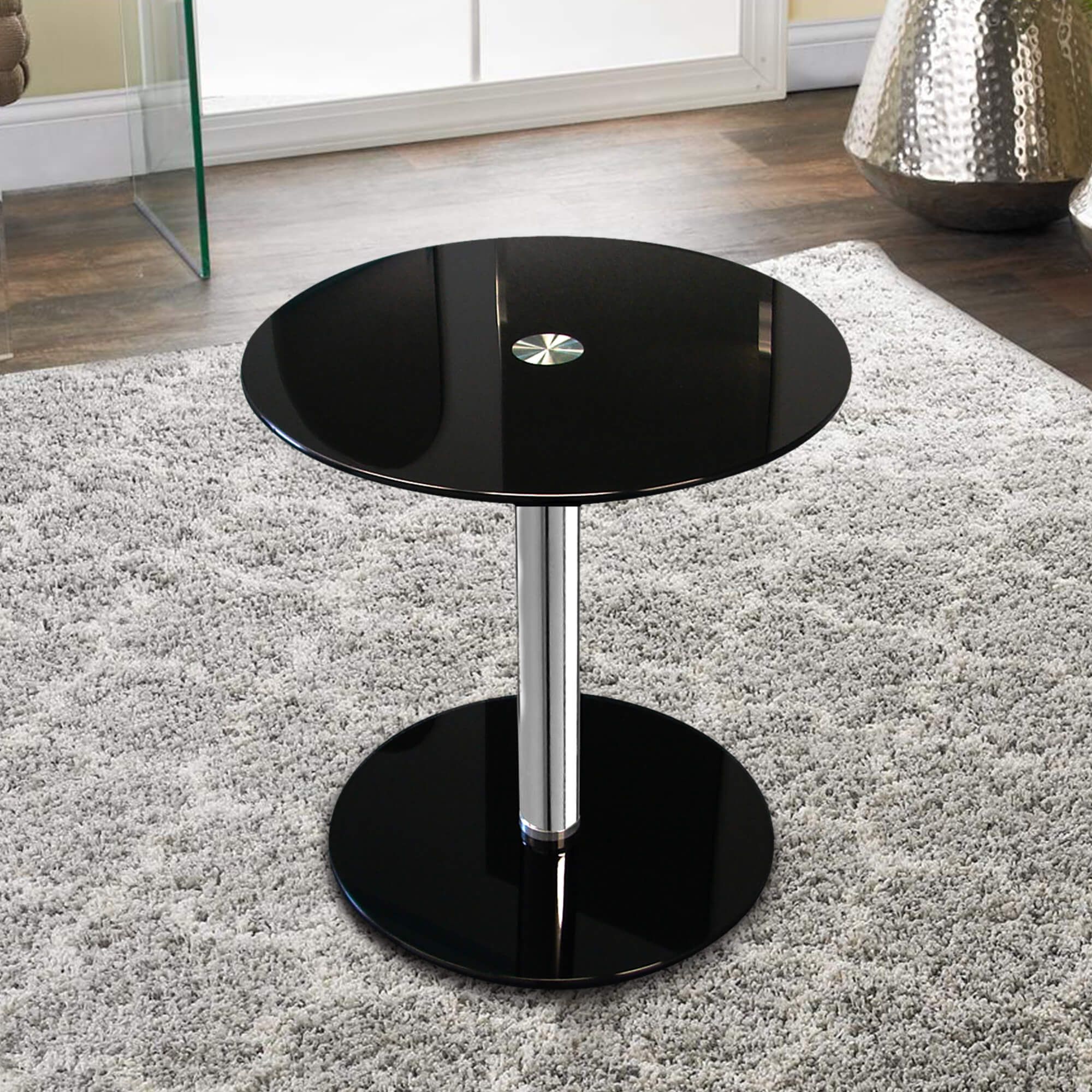 Black Round Glass Modern Table