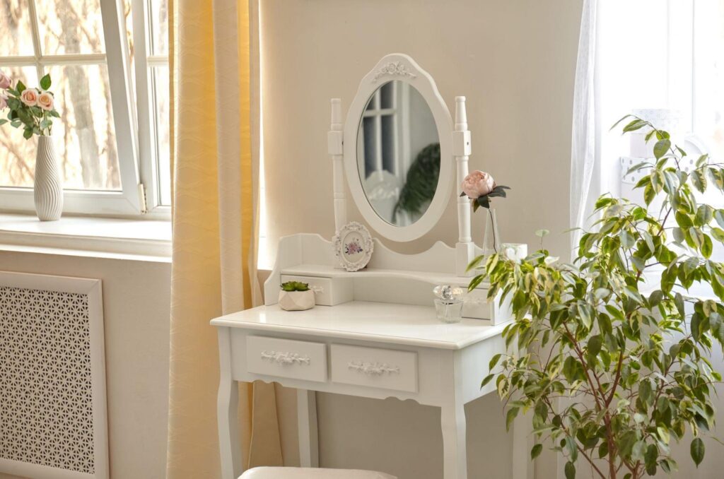 Vintage vanity made with reusable furniture