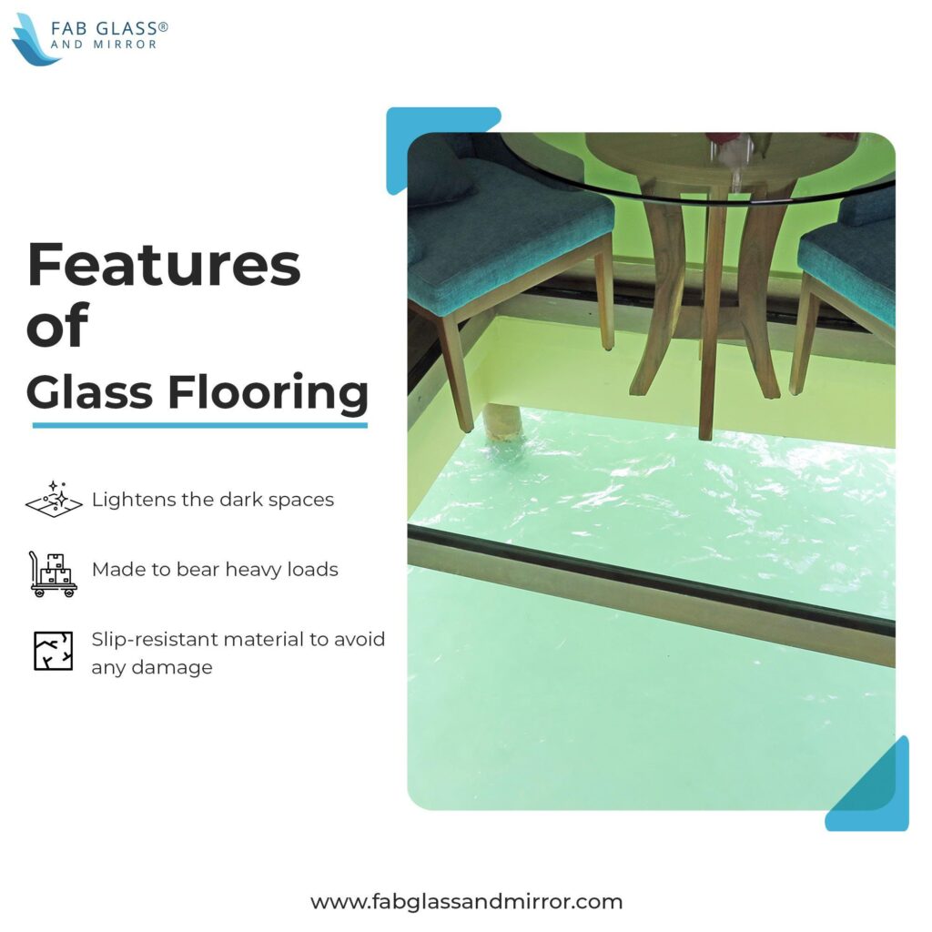 Descriptive image for the features of glass flooring