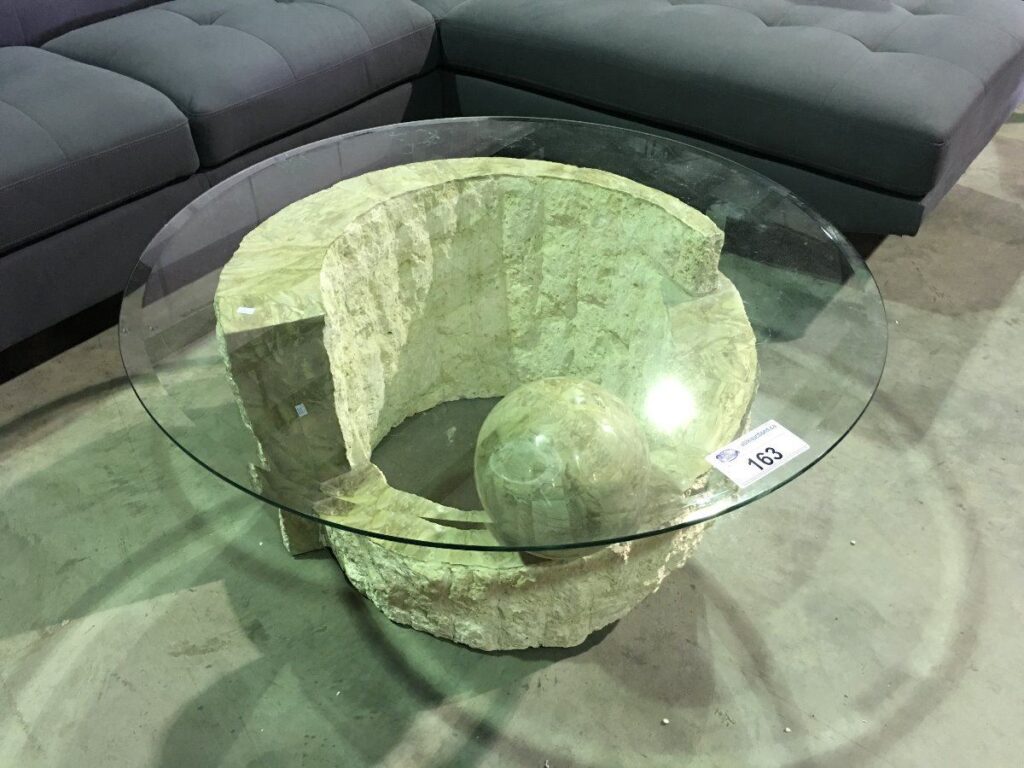 stone and glass coffee table
