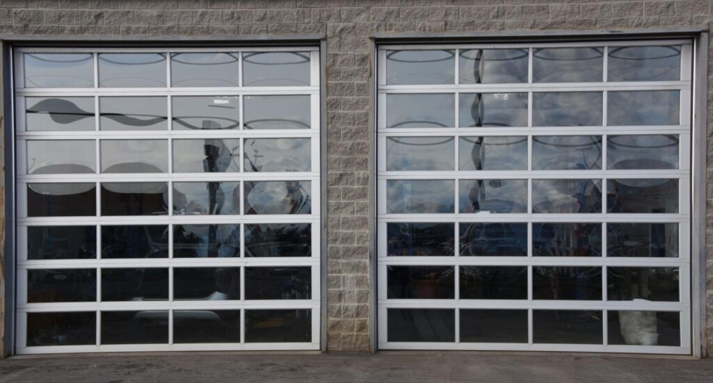 Clear glass garage door