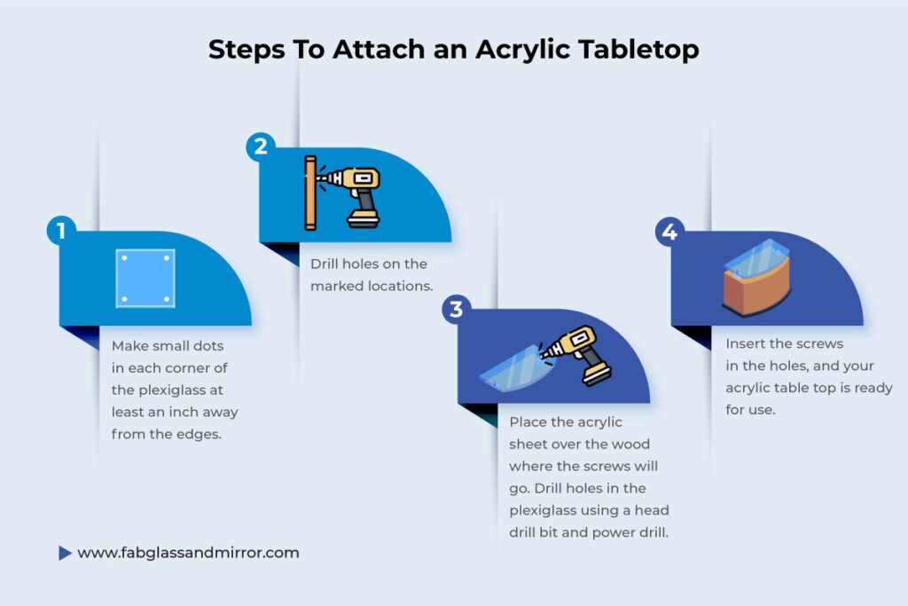 Steps to attach an acrylic tabletop