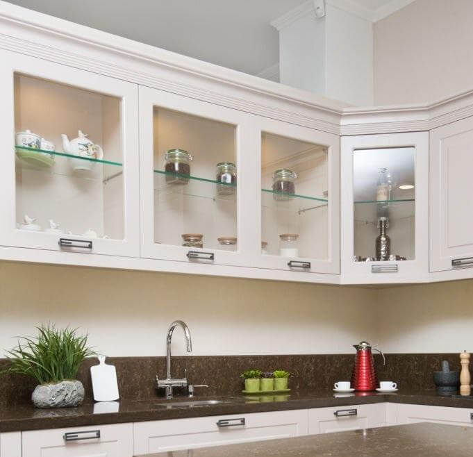 GLASS-FRONT KITCHEN CABINETS