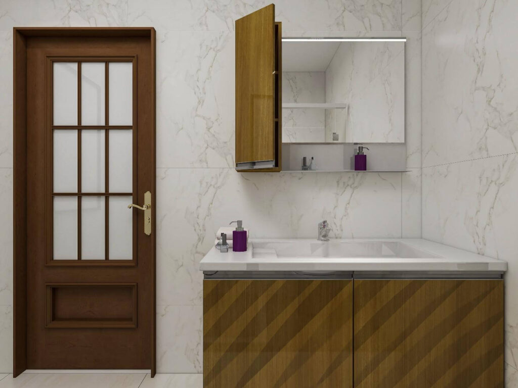 Add The Charm Of The Bathroom Door With A Window