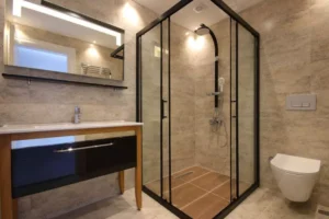 glass shower door with frame