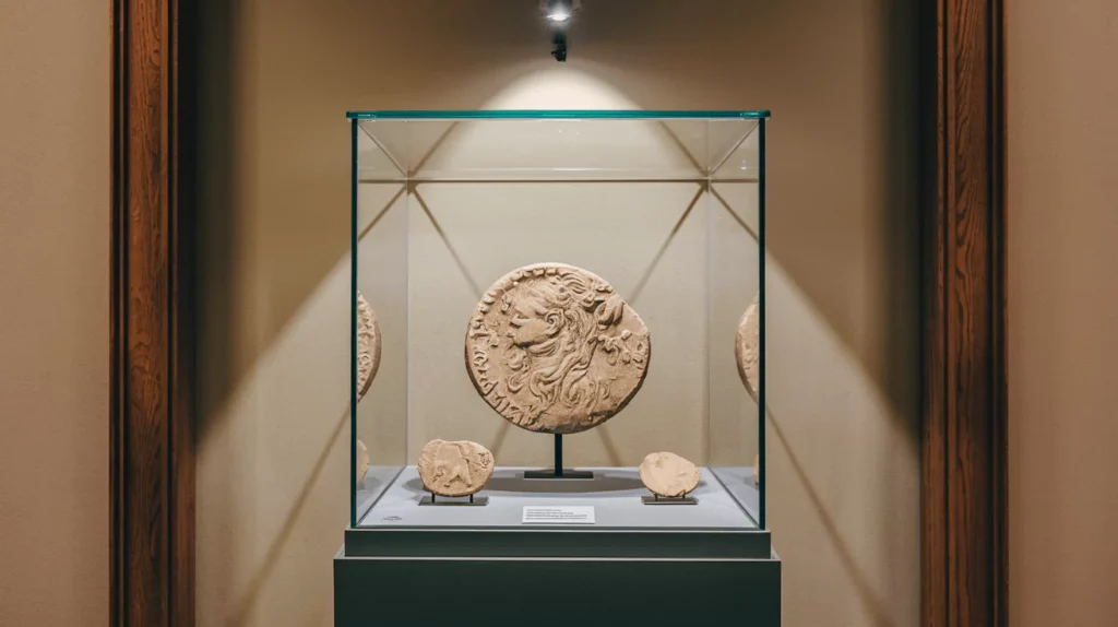 a photo of a museum display case made of laminated glass