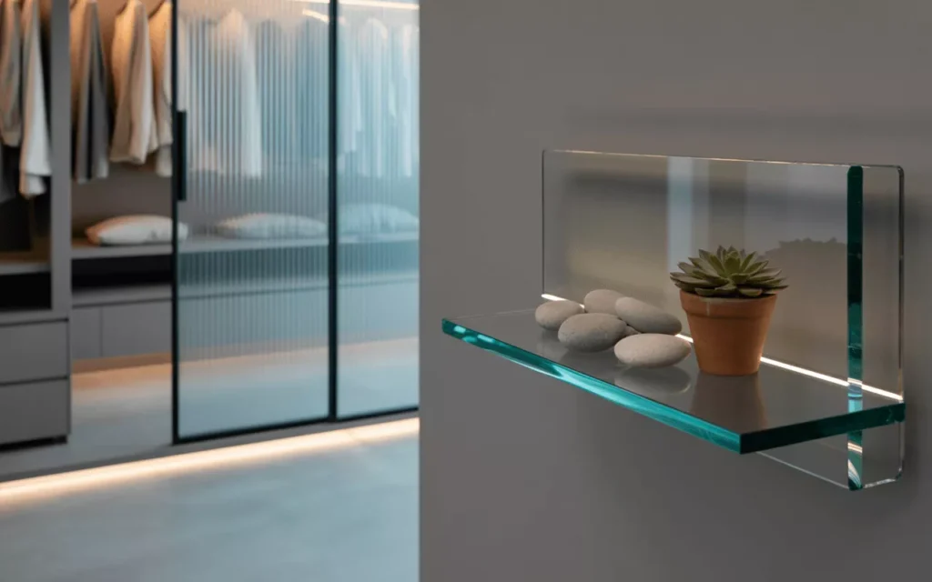 5/32-inch tempered glass used in shelves, sliding doors, and dividers, showing balance of lightness, clarity, and strength.