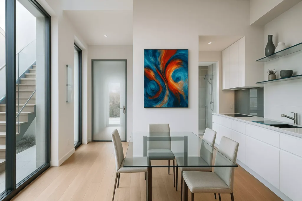 Tempered glass in windows, showers, tables, shelves, backsplashes, doors, wall art, and cutting boards in a modern home.