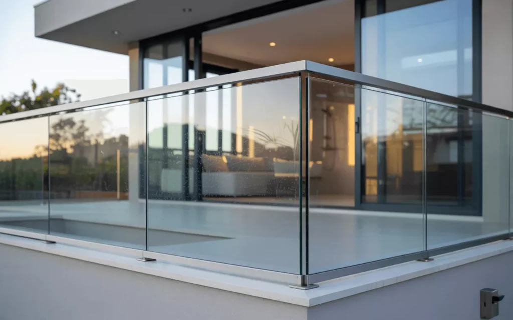 Strong tempered glass panels used in home entrances, balconies, and showers, showing durability, safety, and clarity.