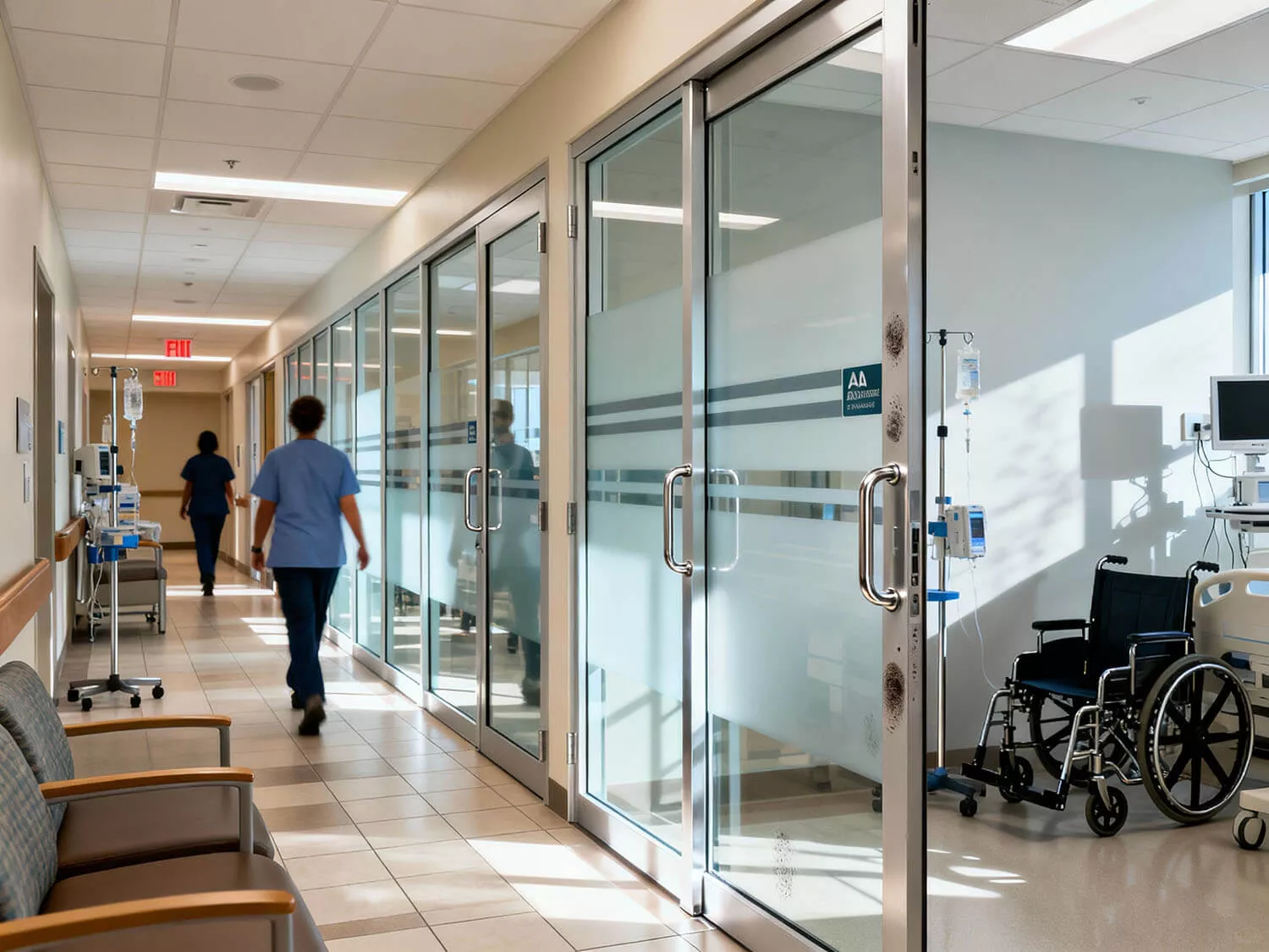 Frosted Glass Partitions for HIPAA-Compliant US Hospitals