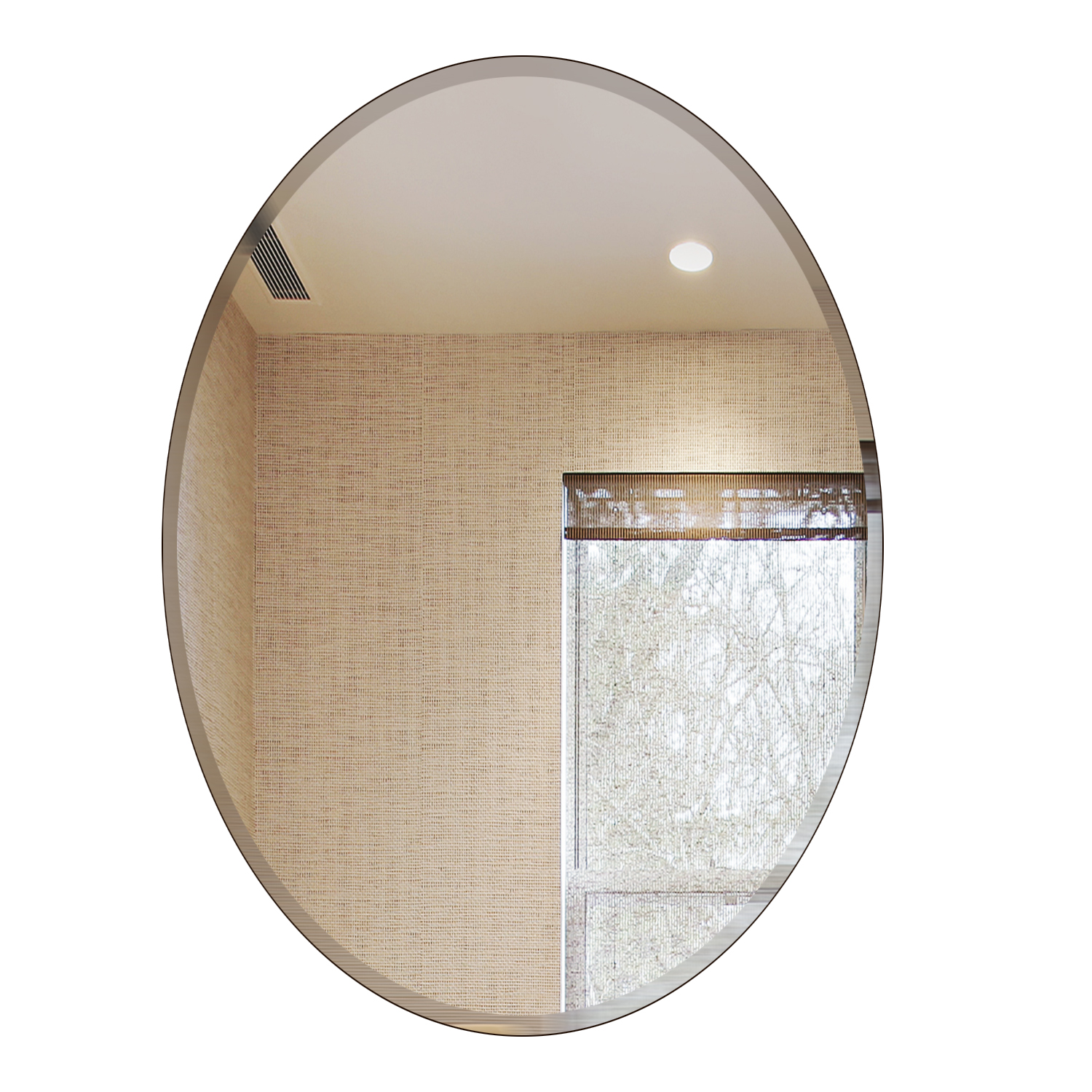 Oval Beveled Polished Frameless Wall Mirror, Oval Bathroom Mirror 24 X 36