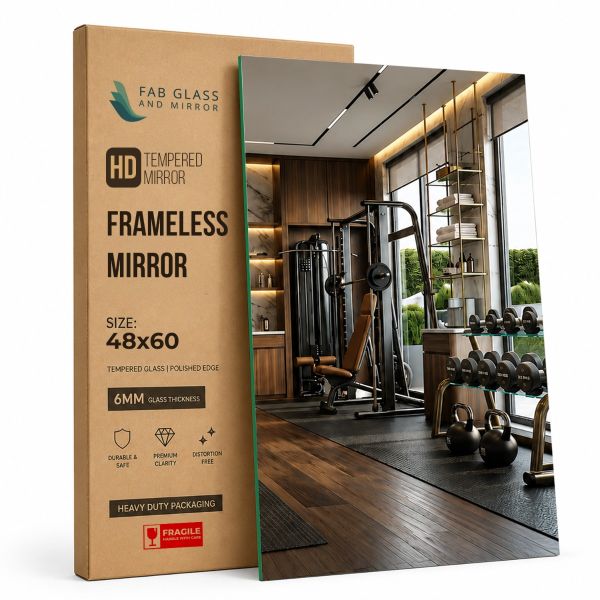 6MM Heavy-Duty Wide Gym Mirror | 2× Thicker Than Standard 3MM | Shatter-Safe Tempered Glass | Wall-Grip Safety Backing | Distortion-Free No Tint | Hardware Included | 48
