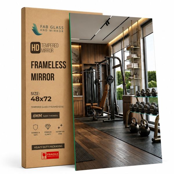 6MM Heavy-Duty Large Gym Mirror | Full-Length Wall Panel | 2× Thicker Than Standard 3MM | Shatter-Safe Tempered Glass | Wall-Grip Safety Backing | Hardware Included | 48