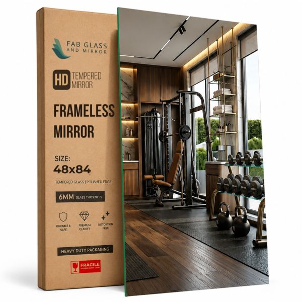 6MM Heavy-Duty Floor-to-Ceiling Gym Mirror | 2× Thicker Than Standard 3MM | Shatter-Safe Tempered Glass | Wall-Grip Safety Backing | Commercial Grade | Hardware Included | 48