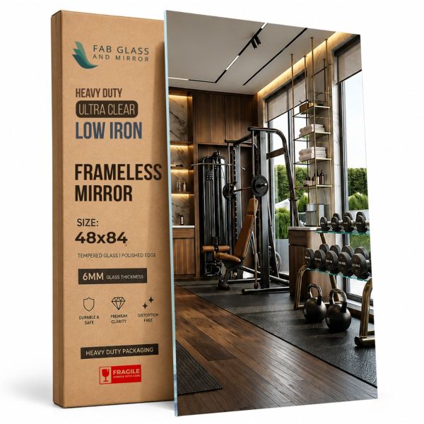48” x 84” Commercial Workout Mirror | 6mm Tempered Glass with Safety Backing | True Color Ultra-Clear Reflection | Fitness Center, Yoga Studio, Home Gym