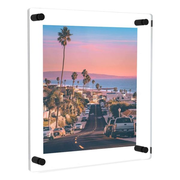 23 in. x 27 in. Rectangular Double Acrylic Picture Frame with Black Wall Mounted Best for 20