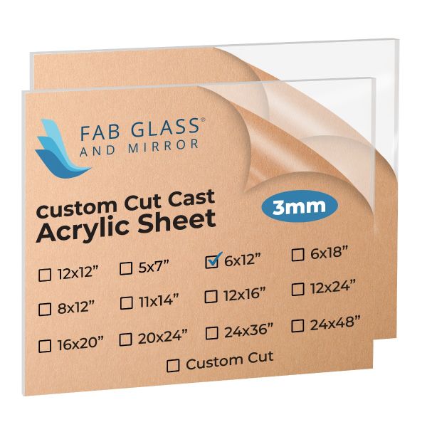 Pack of 2 Plexiglass Sheets 1/8 inch thick, Clear 6