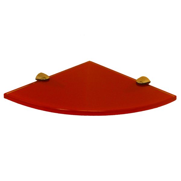Floating Glass Shelves (Corner) 6x6 inch with Chrome Brackets - Red