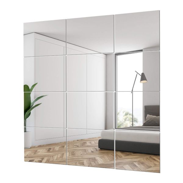 12 x 12 Mirror Tiles - Polished Glass Squares for Walls, Home, and Decorative Projects (Pack of 12)