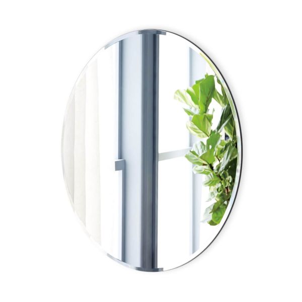 22 x 39 Inch Oval Beveled Polish Frameless Wall Mirror with Hooks