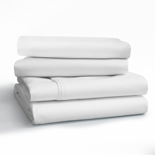 300 Thread Count Long Staple Combed 100% Cotton Bed Sheets, Satin Weave White King Sheet Set, Fits Mattress Upto 16 Inch DEEP Pocket