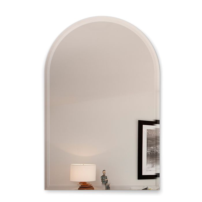 18x36 Inch Arch Frameless Mirror With Hooks, Beveled Edge Mirror Of Superior Glass