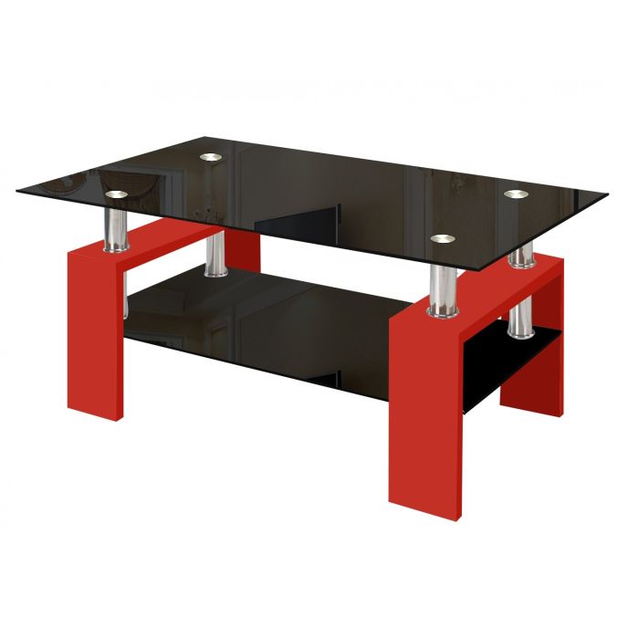 Modern Glass Red Coffee Table With, Are Glass Tables Out Of Style