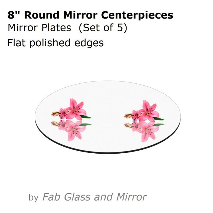 8 Round Mirrors Plates, Table Centerpiece (Set of 5)