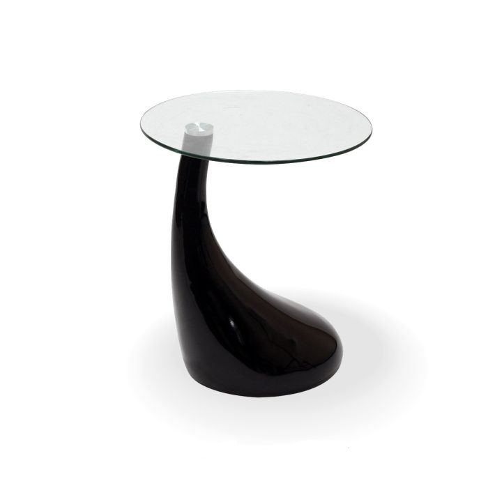 Teardrop Side Table Black Color With 18, Black Round End Table With Glass Top