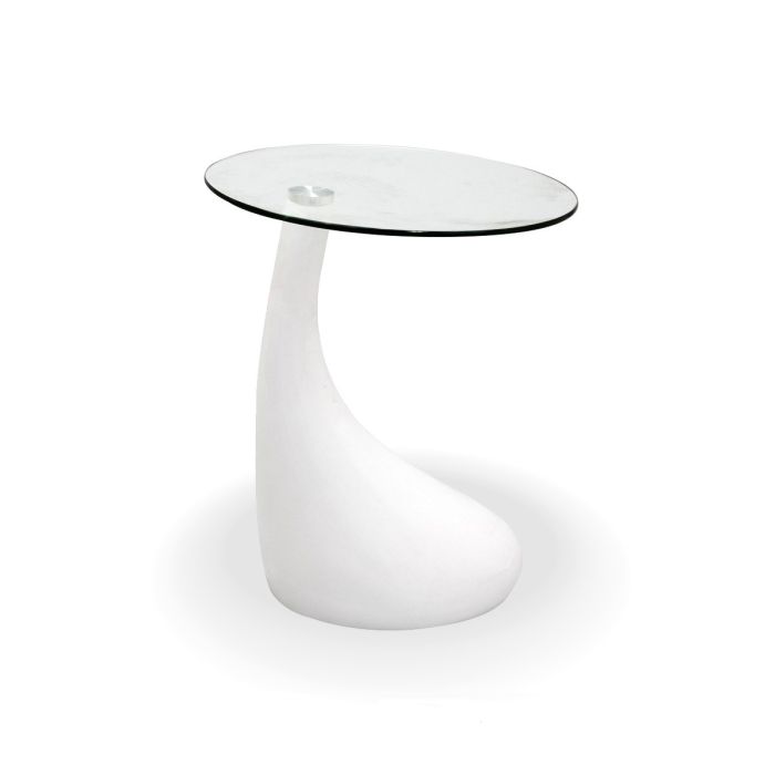 Teardrop Side Table White Color With 18, White Round Table Top Mirror