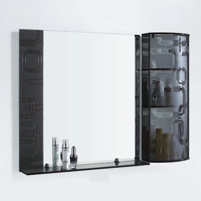Fab Glass and Mirror Wall Mirror with Bath Storage Cabinet