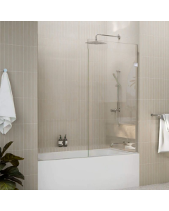 Frameless Glass Shower Panel 24x60 Inch 3/8" Thick Clear Glass, Brushed Nickel Finish Hardware EnduroShield Coating