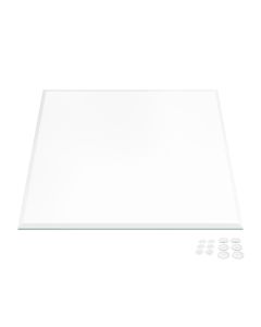 12 Inch Ultra Clear Square Glass Table Top, 1/2 Inch Thick, Beveled Edge for Accent Table
