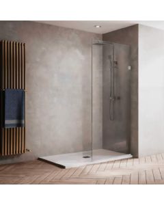 Frameless Fixed Glass Shower Panel 30x72 Inch Safety Glass, 3/8" Thick Chrome Finish with EnduroShield Coating