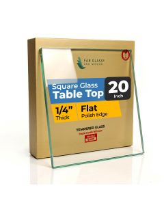20 Inch Clear Glass Square Table Top, 1/4 Inch Thick, Flat Edge for Side Table Replacement