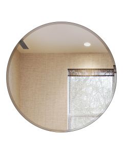 Round Mirror 24 inch – Beveled Polished Frameless Wall Mirror with Hooks