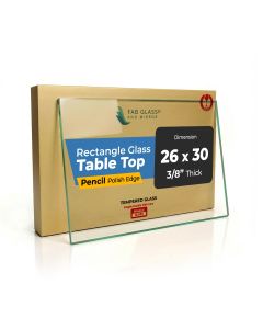 26x30 Inch Rectangular Glass Table Top, 3/8 Inch Thick, Pencil Polished Edge, Tempered Glass for Desks or Table Replacements
