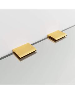 Brass Square Glass Shelf Bracket / Clamp (Set of 2)