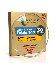 30 inch Clear Round Glass Table Top, 1/2 inch Thick, Ogee Edge Polished for End Tables