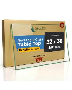 32x36 Inch Rectangular Glass Table Top, 3/8 Inch Thick, Pencil Polished Edge, Tempered Glass for Desks or Table Top Replacements