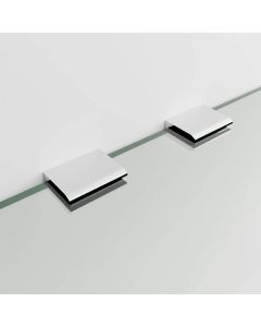 Chrome Square Glass Shelf Bracket / Clamp (Set of 2)