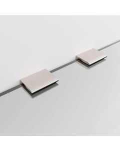 Brushed Nickel Square Glass Shelf Bracket / Clamp (Set of 2)