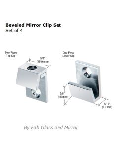 Beveled Mirror Clip Set 0.625 Wide  Chrome Accessories