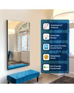 Glassless Mirror 30x40 - Lightweight Shatterproof Wall Mirror with Black Premium Frame | Ideal for Home, Retail, and Salon Environments