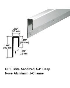 36 Inch CRL Brite Anodized 1/4" Deep Nose Aluminum J-Channel