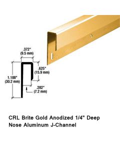 84 Inch CRL Brite Gold Anodized 1/4" Deep Nose Aluminum "J" Channel