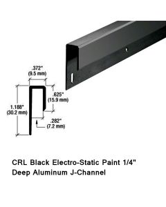 42 Inch CRL Black Electro-Static Paint 1/4" Deep Nose Aluminum J-Channel