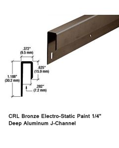 72 Inch CRL Bronze Electro-Static Paint 1/4" Deep Nose Aluminum J-Channel