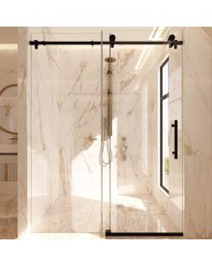 Single sliding shower door, 60x62, 5/16" thick glass with Enduro Shield coating and brushed nickel finish.